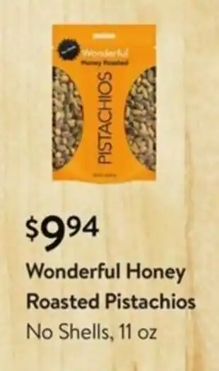 Walmart Wonderful Honey Roasted Pistachios 11 oz offer