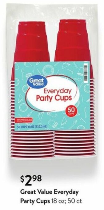 Walmart Great Value Everyday Party Cups 18 oz offer