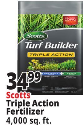 Ocean State Job Lot Scotts turf builder triple action weed control & lawn food, 4,000 sq ft offer