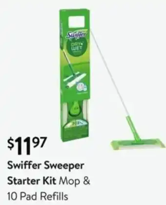 Walmart Swiffer Sweeper Starter Kit Mop & 10 Pads Refills offer