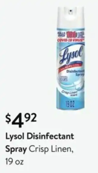 Walmart Lysol Disinfectant Spray 19 oz offer
