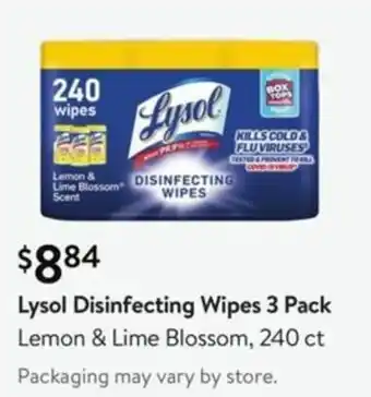 Walmart Lysol Disinfecting Wipes 3 Pack Lemon & Lime Blossom offer