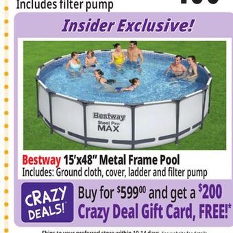 Ocean State Job Lot Bestway 15'x48 metal frame pool offer