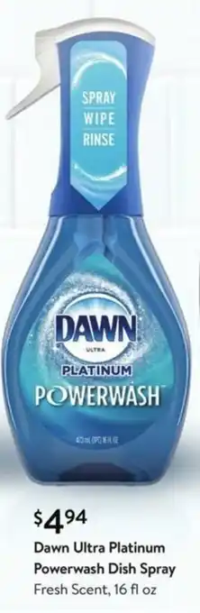 Walmart Dawn Ultra Platinum Powerwash Dish Spray offer