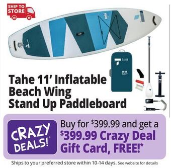 Ocean State Job Lot Tahe 11' inflatable beach wing stand up paddleboard offer