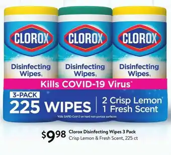 Walmart Clorox Disinfecting Wipes 3 Packs offer