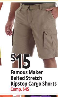 Ocean State Job Lot Famous maker belted stretch ripstop cargo shorts offer