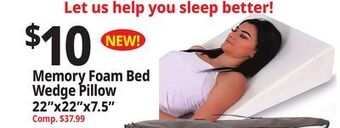 Ocean State Job Lot Memory foam bed wedge pillow 22x22x7.5 offer