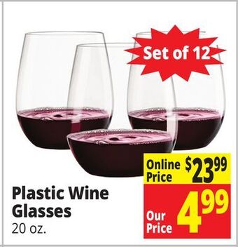 Ocean State Job Lot Plastic wine glasses offer