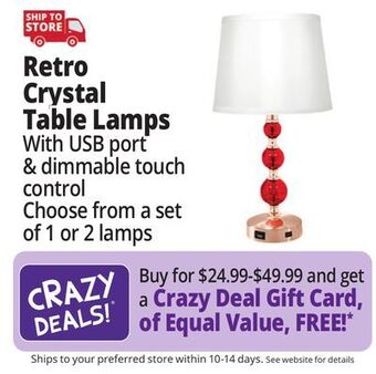 Ocean State Job Lot Retro crystal table lamps offer