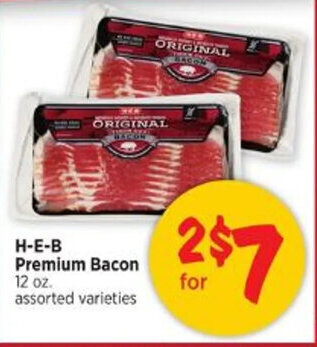 H-E-B H-E-B Premium Bacon 12 oz. assorted varieties offer