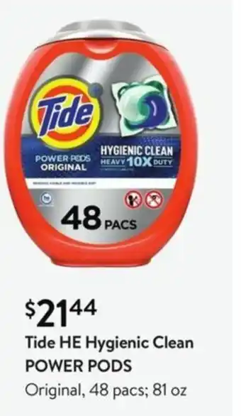 Walmart Tide HE Hygienic Clean Power Pods Original 81 oz offer
