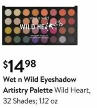 Walmart Wet n Wild Eyeshadow Artistry Paletter Wild Heart 1.12 oz offer