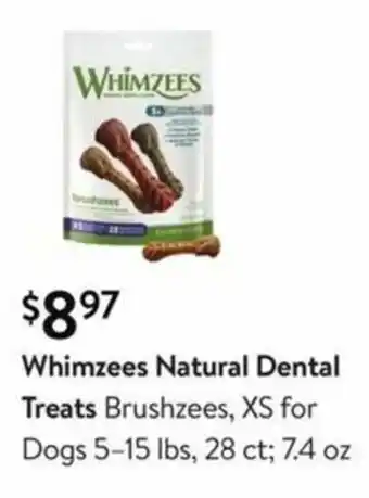 Walmart Whimzees Natural Dental Treats 7.4 oz offer