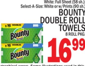 C Town Bounty double roll towels 8 roll pkg. offer