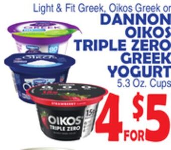 Bravo Supermarkets Dannon oikos triple zero greek yogurt offer