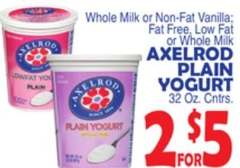 Bravo Supermarkets Axelrod plain yogurt offer