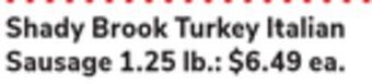 ACME Shady brook turkey italian sausage offer