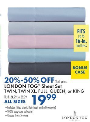 Boscov's London fog® sheet set offer