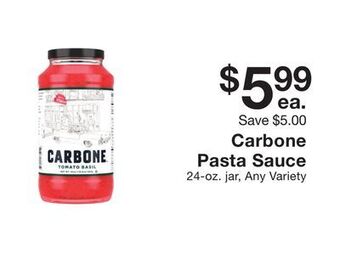 Fairway Store Market Carbone pasta sauce offer