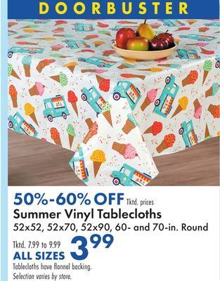 Boscov's Summer vinyl tablecloths offer
