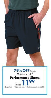 Boscov's Mens rbx® performance shorts offer