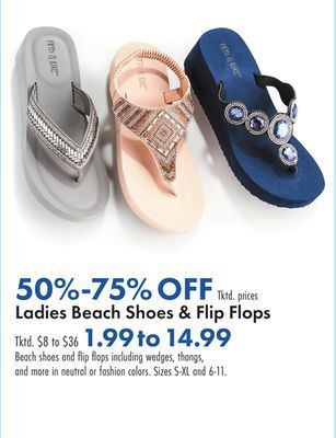 Boscov's Ladies beach shoes & flip flops offer