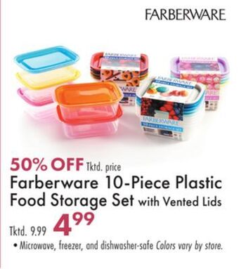 Boscov's Farberware 10-piece plastic food storage set with vented lids offer