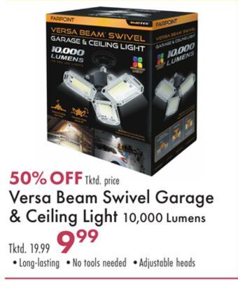 Boscov's Versa beam swivel garage & ceiling light offer