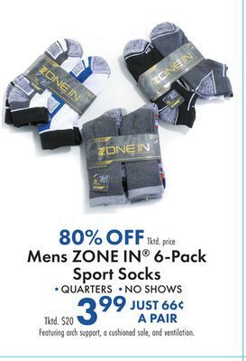 Boscov's Mens zone in® 6-pack sport socks offer