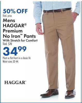 Boscov's Mens haggar® premium no iron™ pants offer