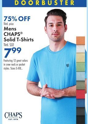 Boscov's Mens chaps® solid t-shirts offer
