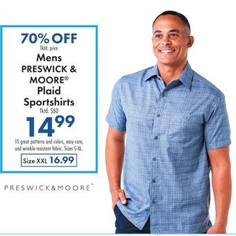 Boscov's Mens preswick & moore® plaid sportshirts offer