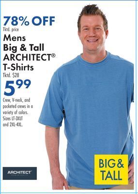 Boscov's Mens big & tall architect® t-shirts offer