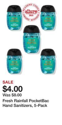 Bath & Body Works Fresh rainfall pocketbac hand sanitizers, 5-pack offer