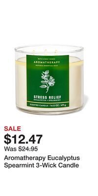 Bath & Body Works Aromatherapy eucalyptus spearmint 3-wick candle offer