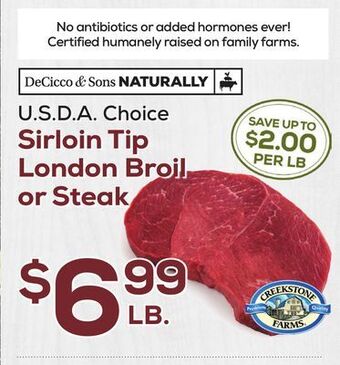 DeCicco & Sons Sirloin tip london broil or steak offer