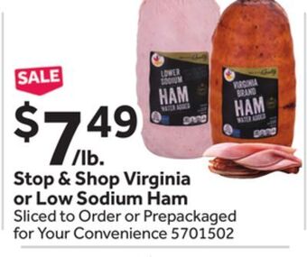 Stop&Shop Stop & shop virginia or low sodium ham offer