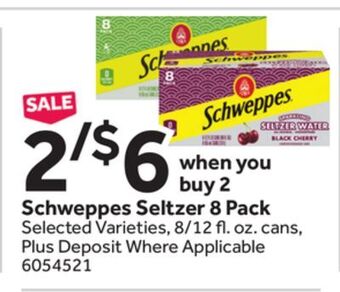 Stop&Shop Schweppes seltzer 8 pack offer