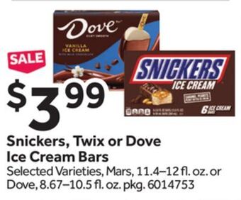 Stop&Shop Snickers, twix or dove ice cream bars offer