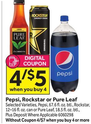 Stop&Shop Pepsi, rockstar or pure leaf offer