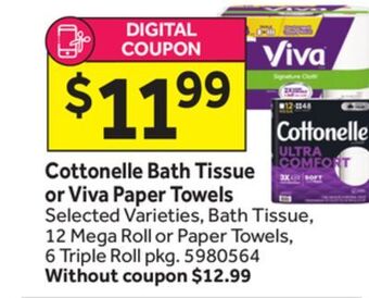 Stop&Shop Cottonelle bath tissue or viva paper towels offer