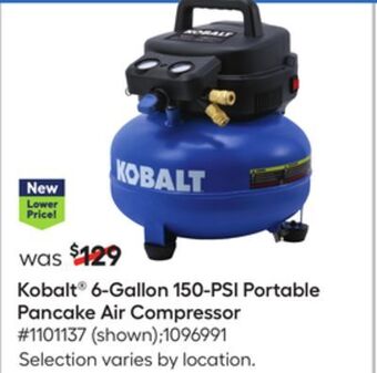 Lowe's Kobalt® 6-gallon 150-psi portable pancake air compressor offer