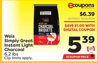 Weis Markets Weis simply great instant light charcoal offer