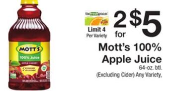 The Fresh Grocer 100% apple juice offer
