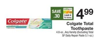 The Fresh Grocer Total toothpaste offer