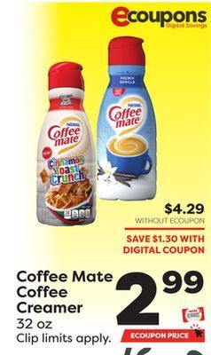 Weis Markets Coffee mate coffee creamer offer