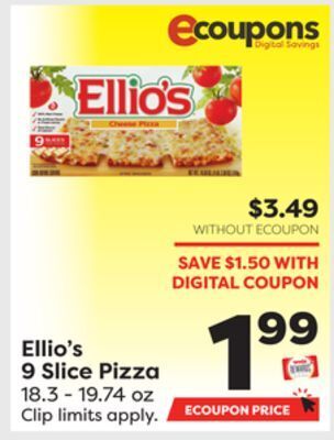Weis Markets Ellio's 9 slice pizza offer