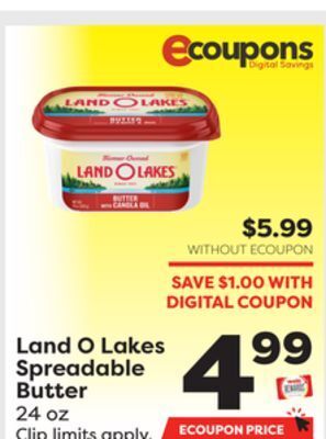 Weis Markets Land o lakes spreadable butter offer