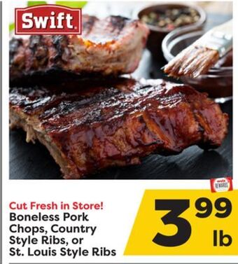 Weis Markets Boneless pork chops, country style ribs, or st. louis style ribs offer